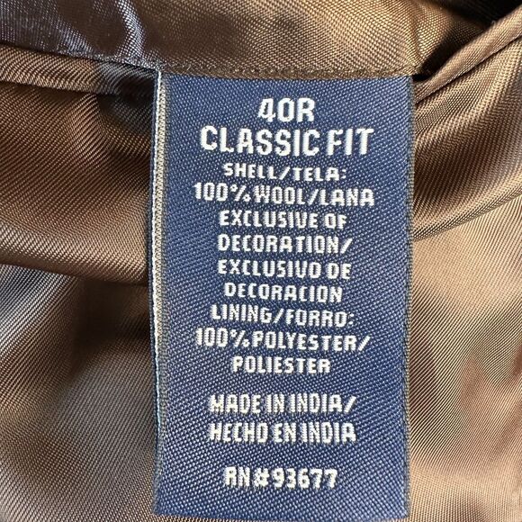 STAFFORD Mens Brown Wool Blazer Classic fit Sport Coat Two Button Jacket 40R - Picture 8 of 9